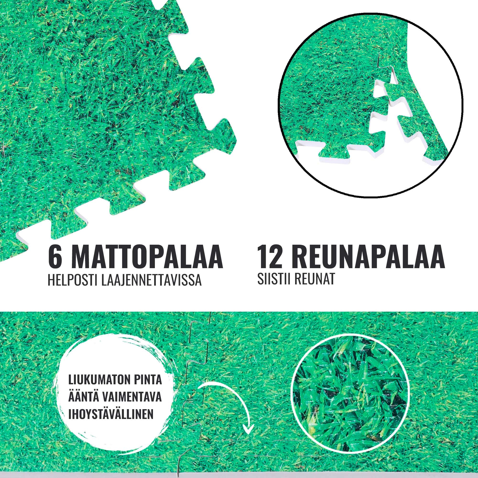 Aizsargpaklājs 6 daļas + 12 malu daļas, zāles raksts