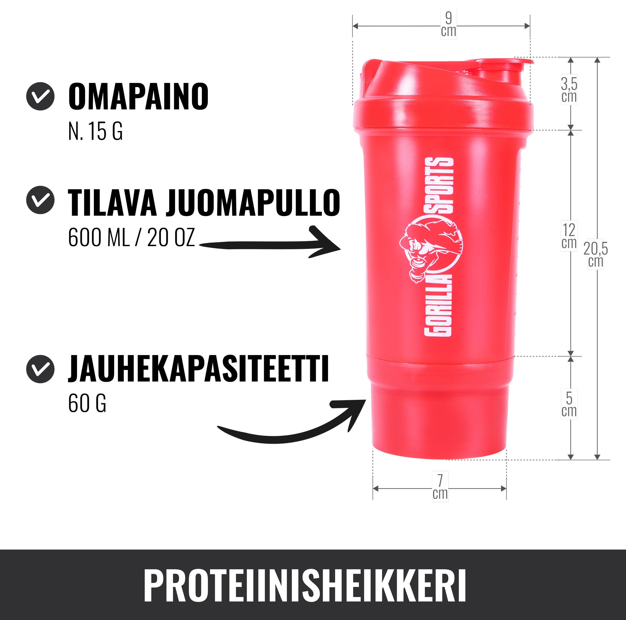 Šeikeris ar pulvera nodalījumu 500 ml