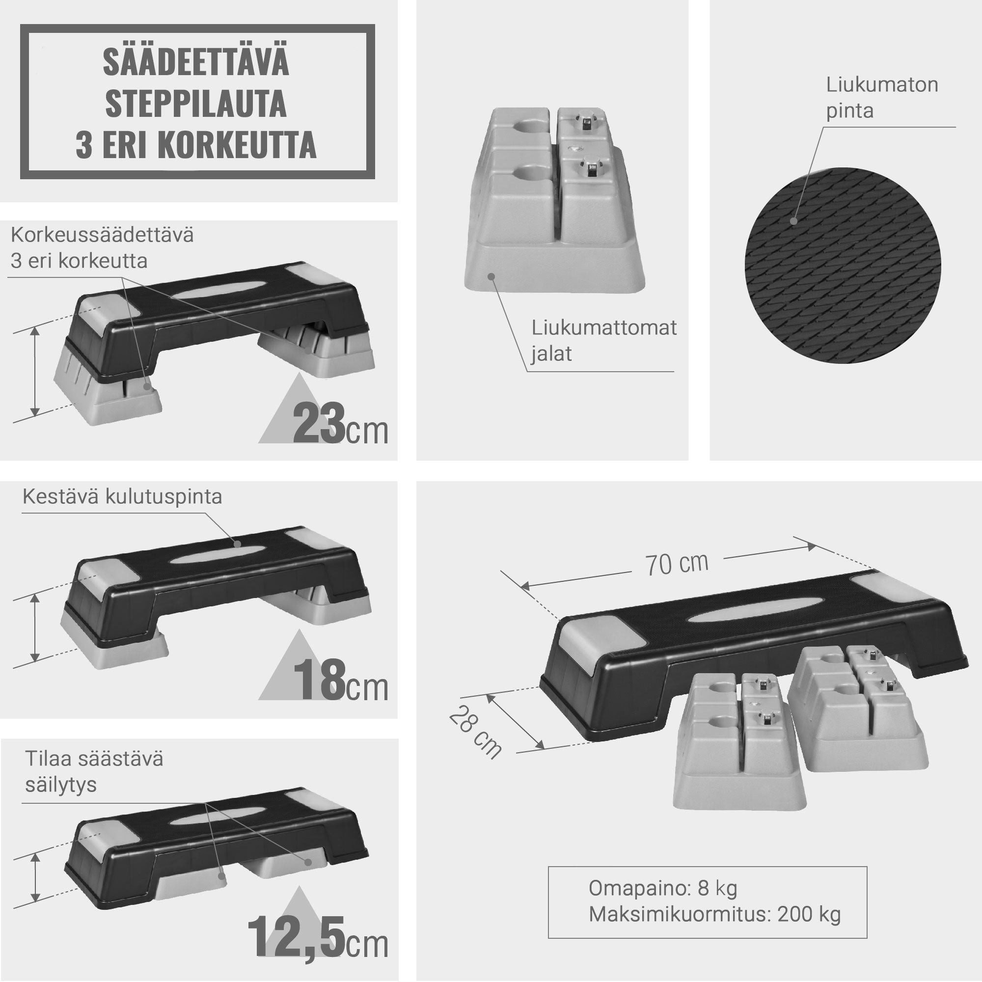 Regulējama augstuma stepa sols XS