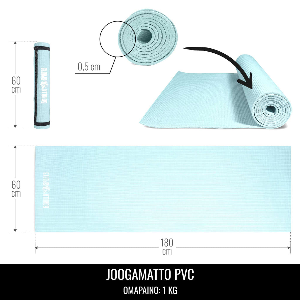 Jogas paklājs 5 mm 180 x 60 cm ar pārnēsāšanas siksnu