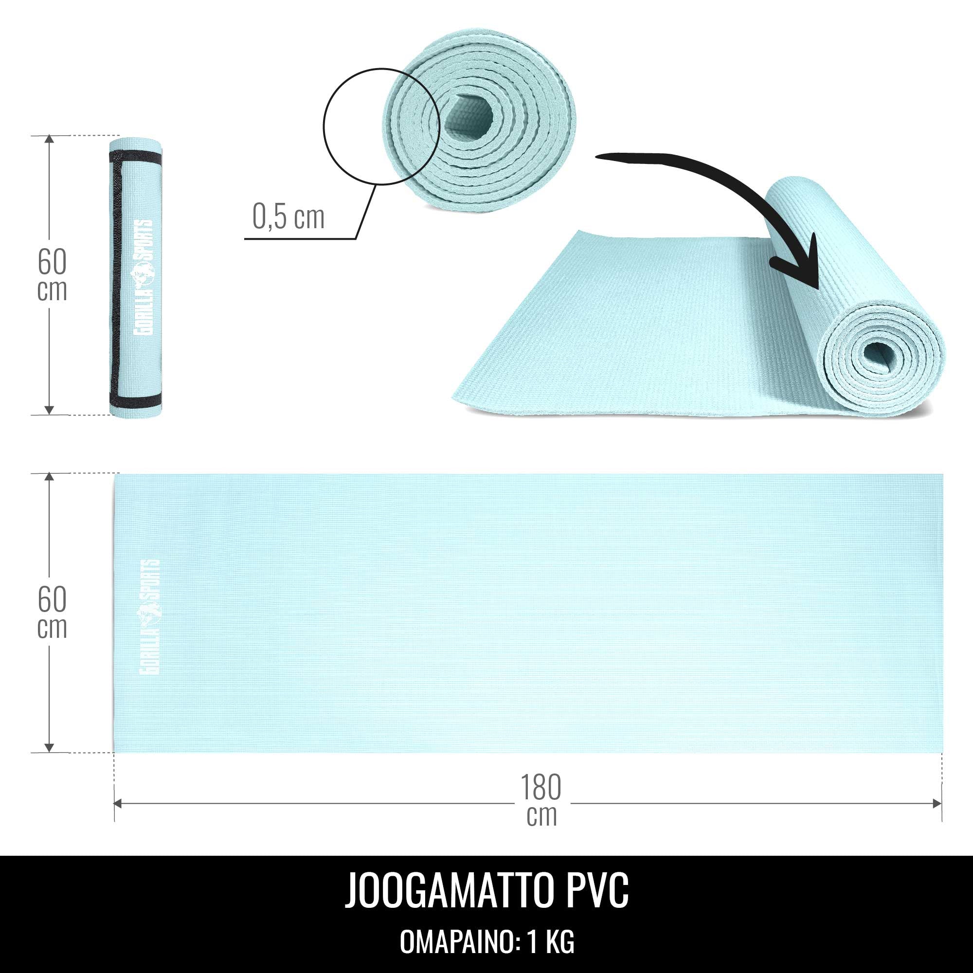 Jogas paklājs 5 mm 180 x 60 cm ar pārnēsāšanas siksnu