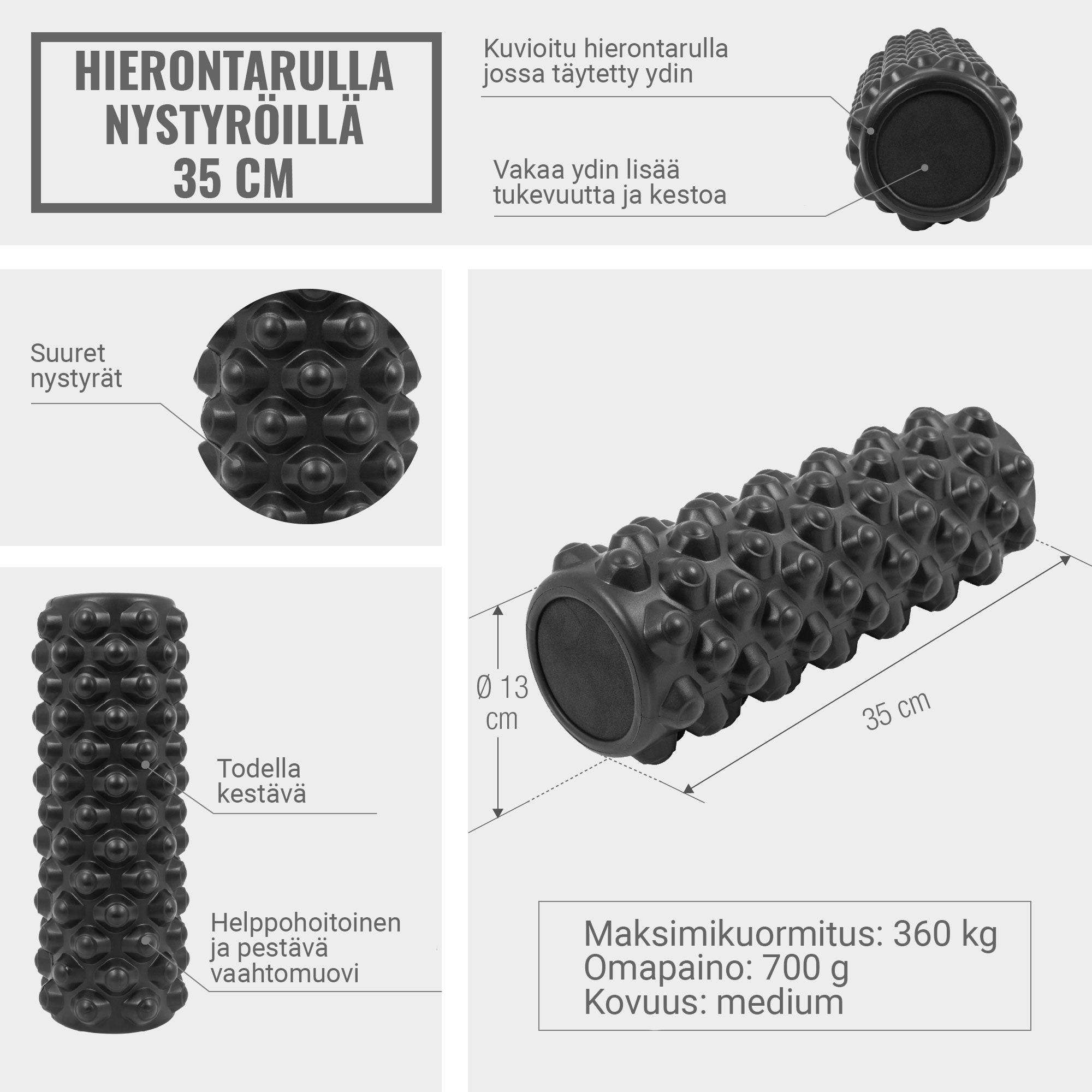 Foam Roller PRO masāžas rullis 35 x 13 cm