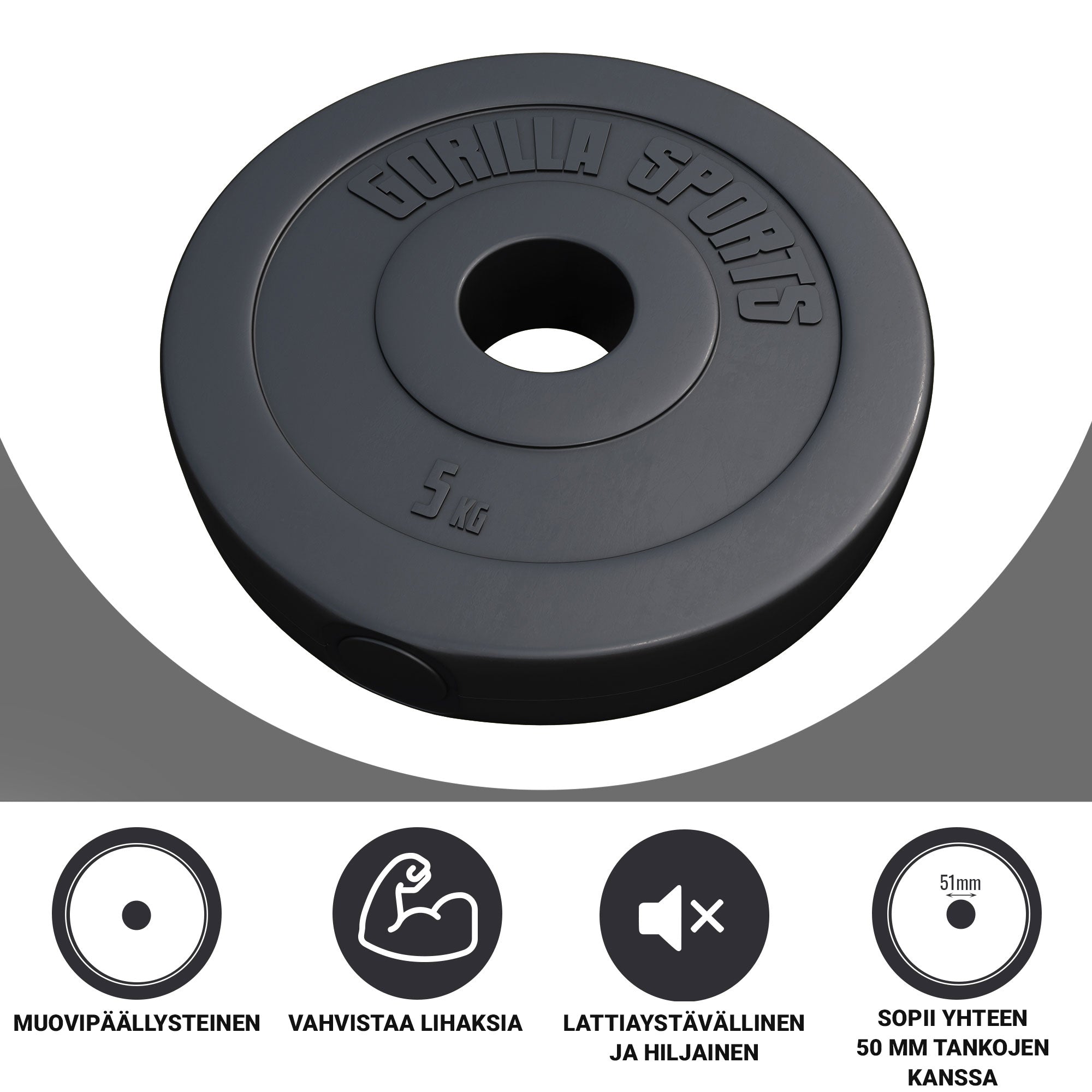 Ar vinilu pārklāts svaru disks 5 kg 50 mm