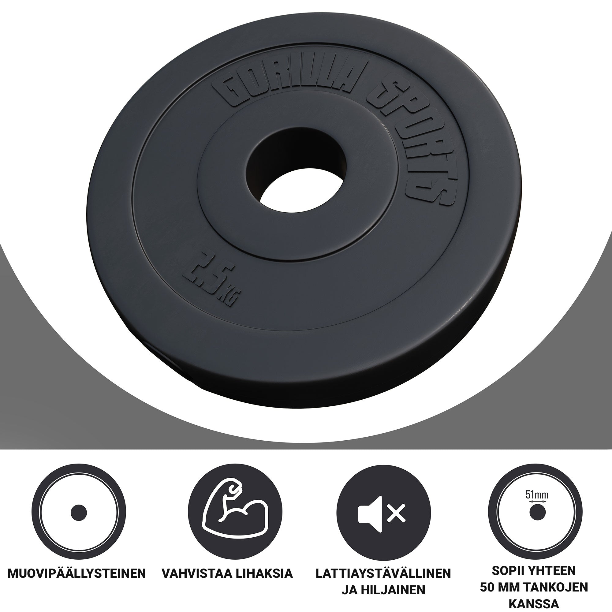 Ar vinilu pārklāts svaru disks 2,5 kg 50 mm
