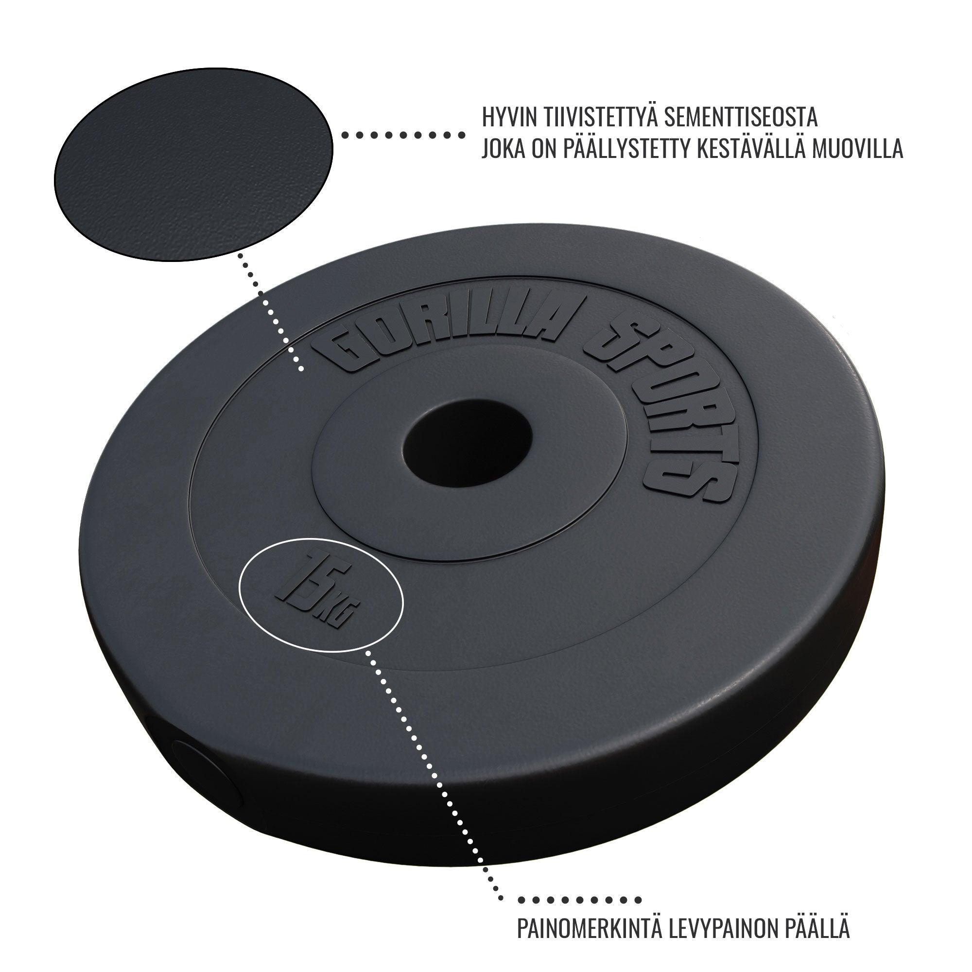 Ar vinilu pārklāts svaru disks 15 kg 50 mm