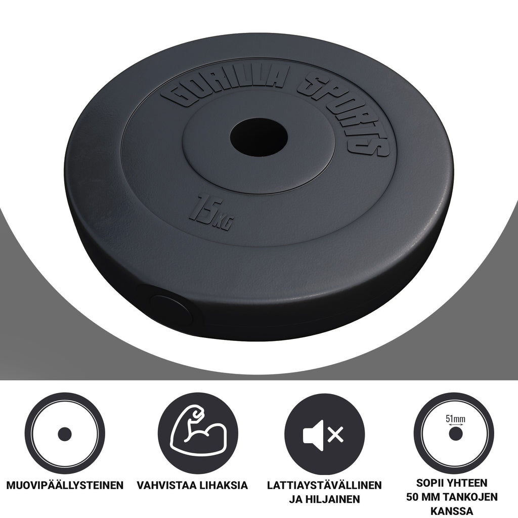 Ar vinilu pārklāts svaru disks 15 kg 50 mm
