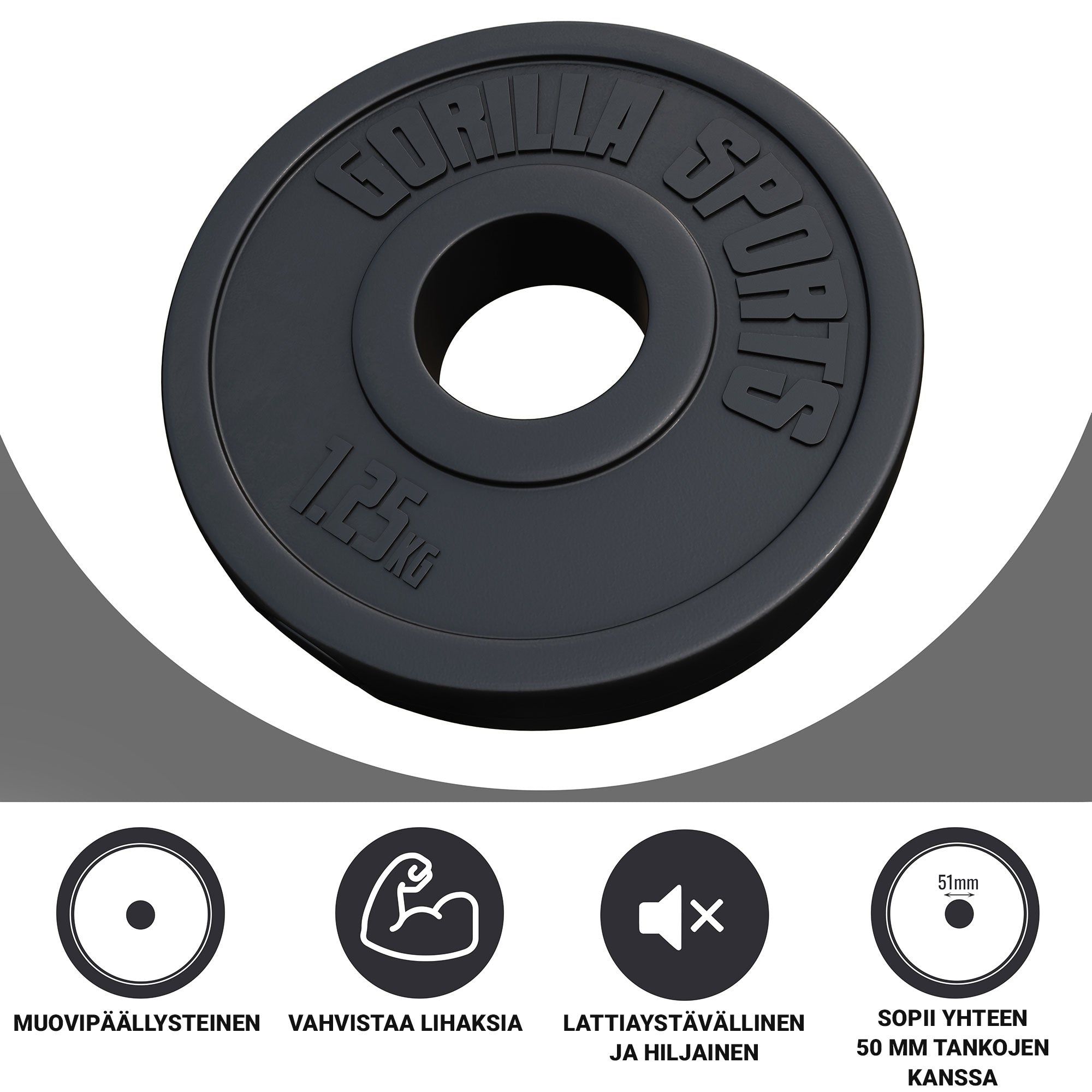 Ar vinilu pārklāts svaru disks 1,25 kg 50 mm