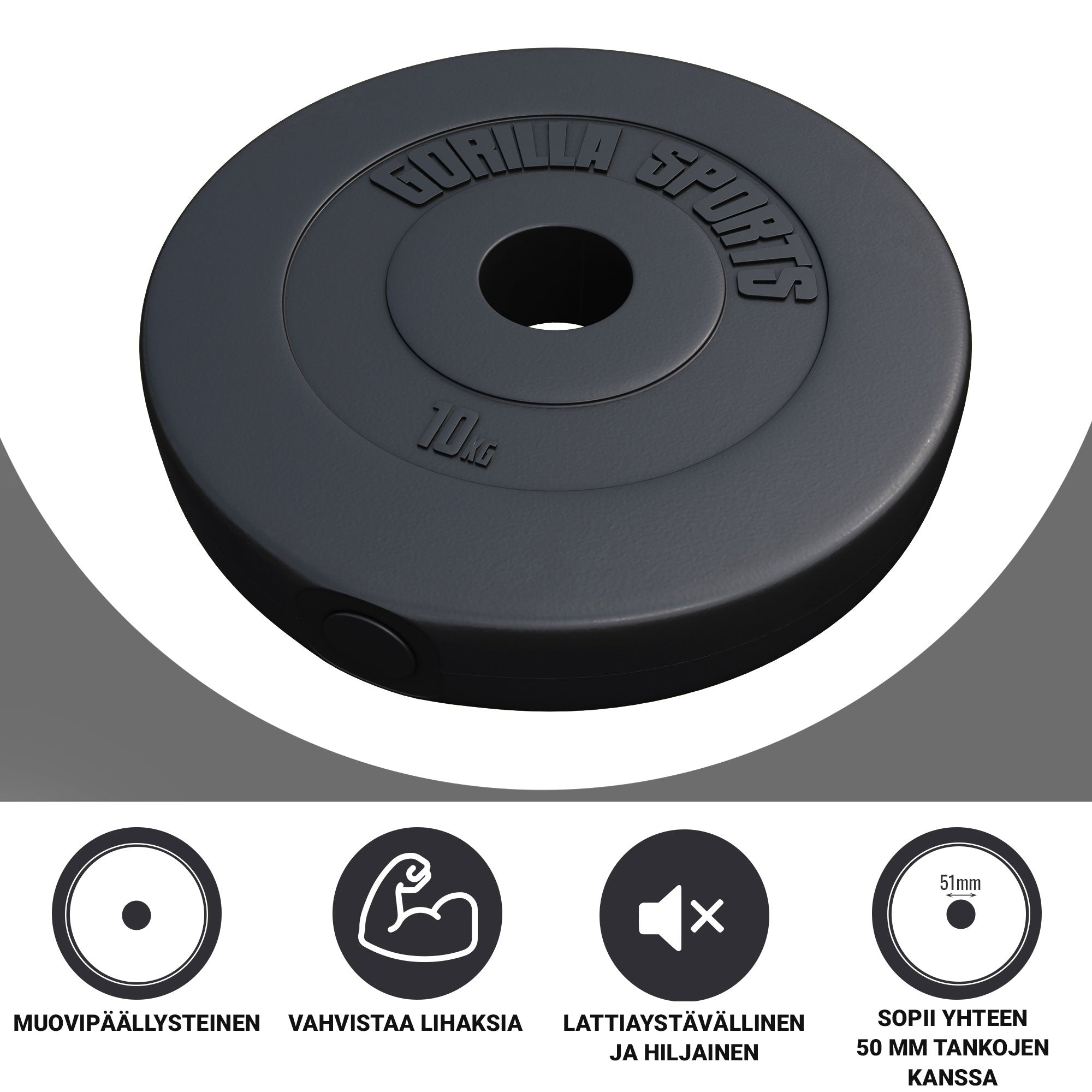 Ar vinilu pārklāts svaru disks 10 kg 50 mm