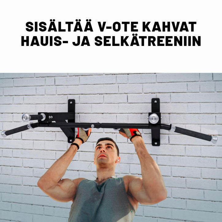 Sienas pievilkšanās stienis ar vairākiem satvērieniem