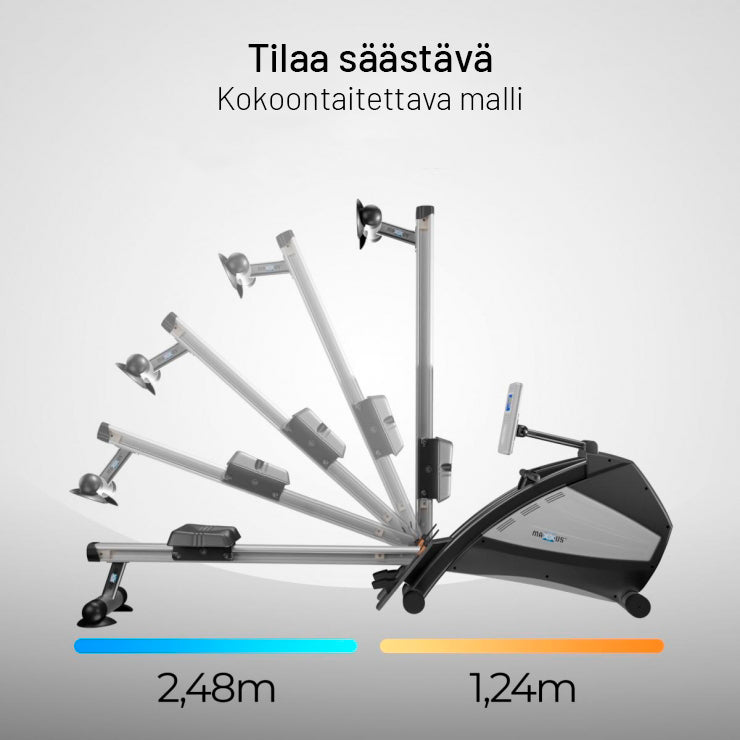 8.1 salokāms airēšanas trenažieris ar gaisa un magnētisko pretestību