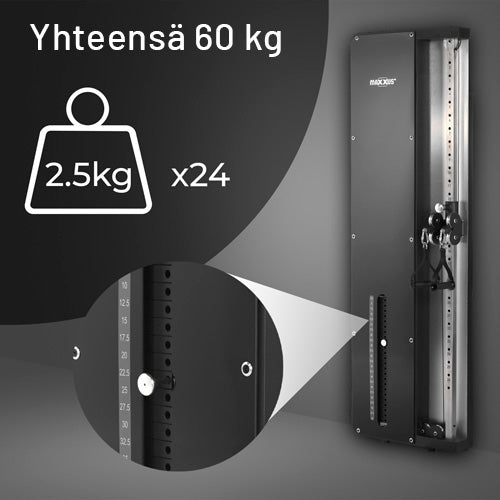 SmartGym H1 sienas troses trenažieris ar 60 kg svaru bloku
