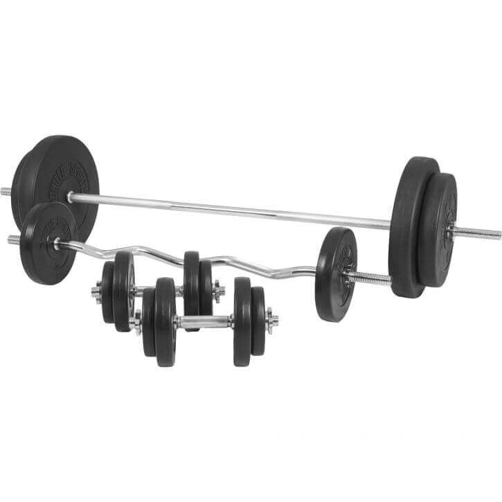 Regulējams svarcelšanas sols ar 100 kg svaru komplektu