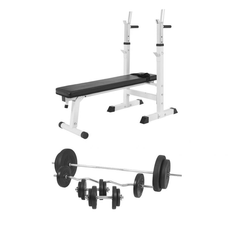 Regulējams svarcelšanas sols ar 100 kg svaru komplektu