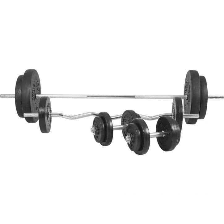 Regulējams svarcelšanas sols ar 100 kg svaru komplektu