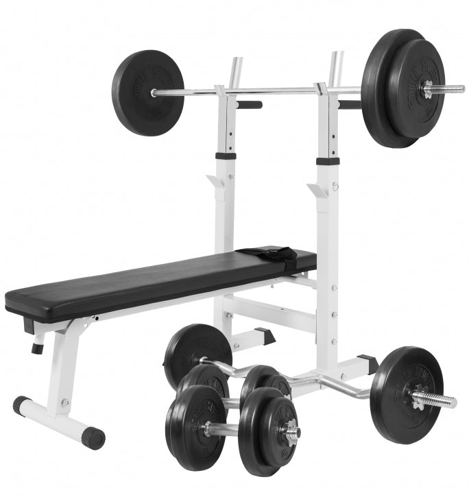Regulējams svarcelšanas sols ar 100 kg svaru komplektu