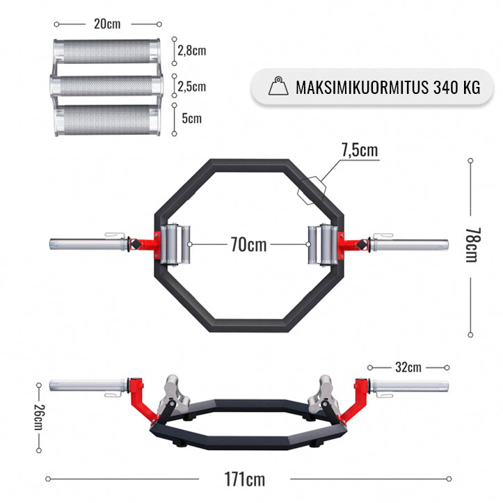 Multi Grip Trap Bar 50 mm ar atsperu fiksatoriem