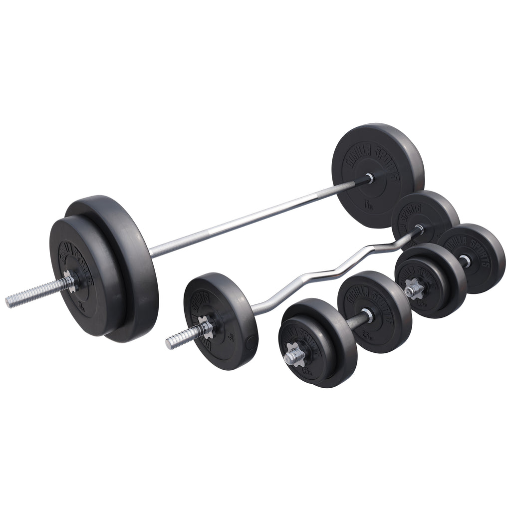 Vinila stieņa un disku komplekts 100 kg ar taisno un EZ stieni