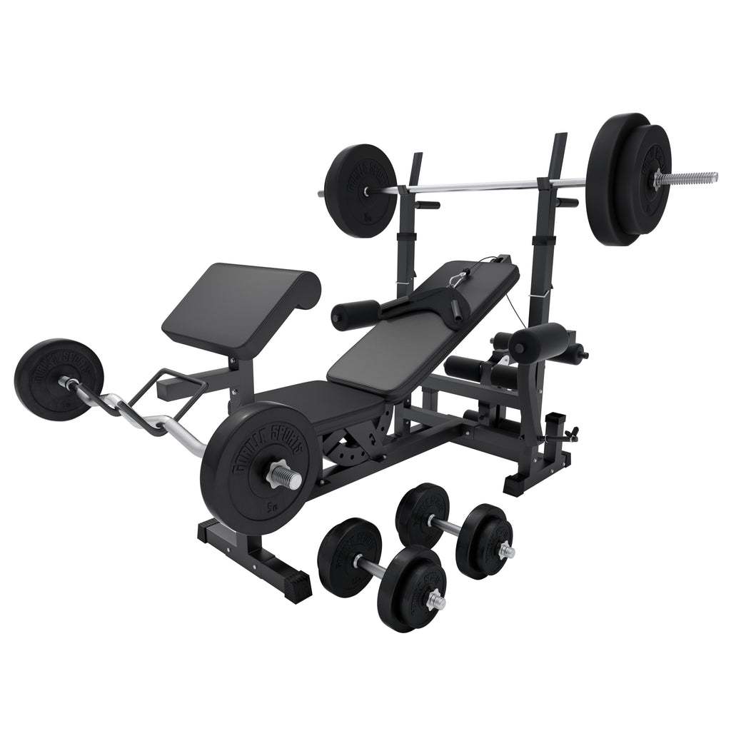 Regulējams svarcelšanas sols + 100 kg stieņa komplekts, Black Edition