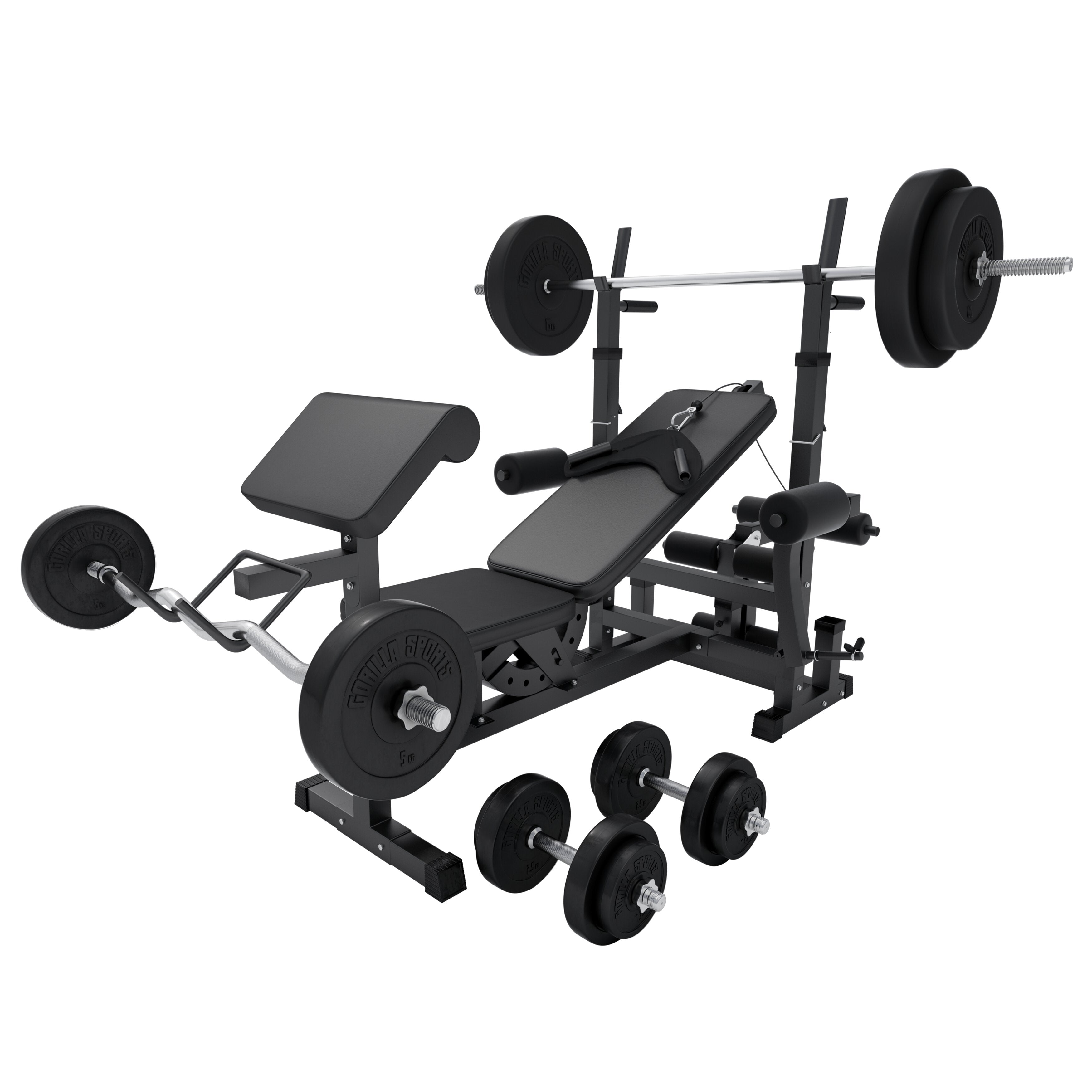 Regulējams svarcelšanas sols + 100 kg stieņa komplekts, Black Edition