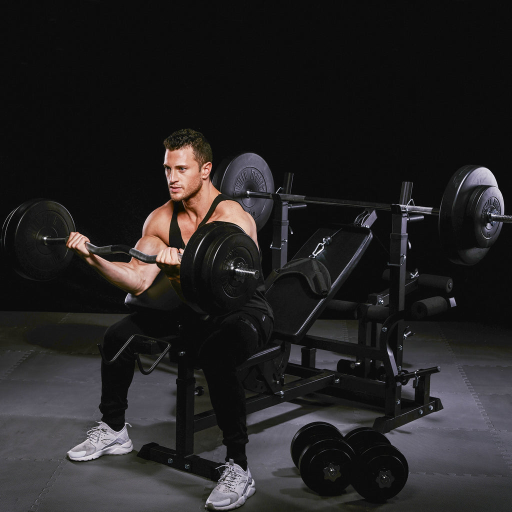 Regulējams svarcelšanas sols + 100 kg stieņa komplekts, Black Edition