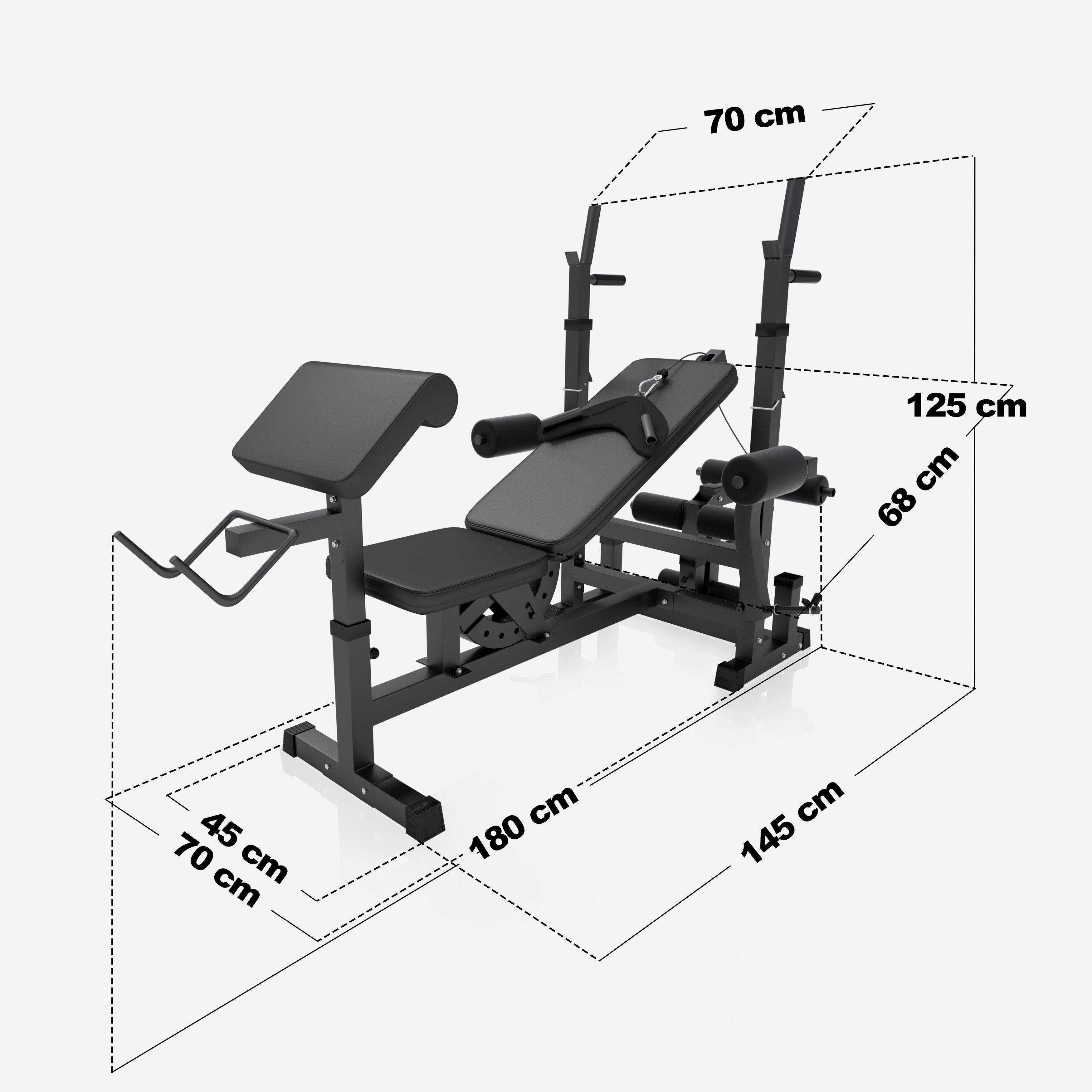 Regulējams svarcelšanas sols + 100 kg stieņa komplekts, Black Edition