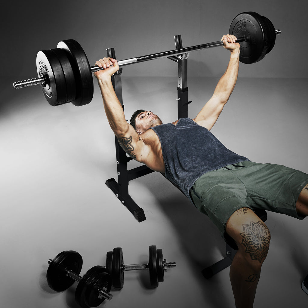 Regulējams svarcelšanas sols + 70 kg stieņa komplekts