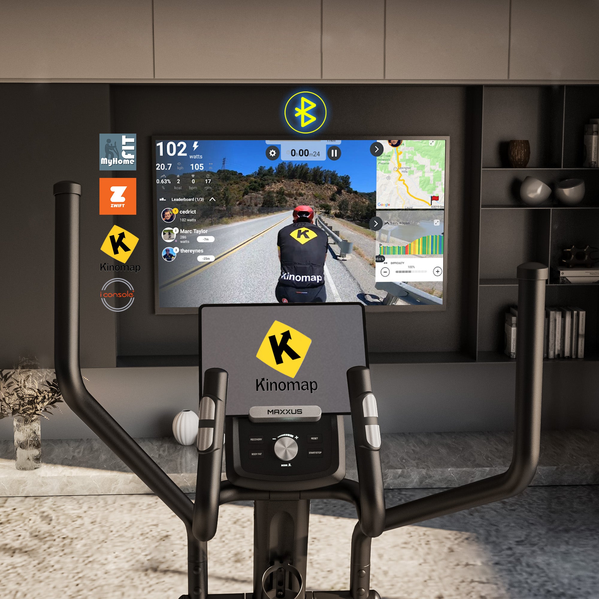 MAXXUS CX 4.3f, salokāms eliptiskais trenažieris, 51 cm soļa garums un Bluetooth