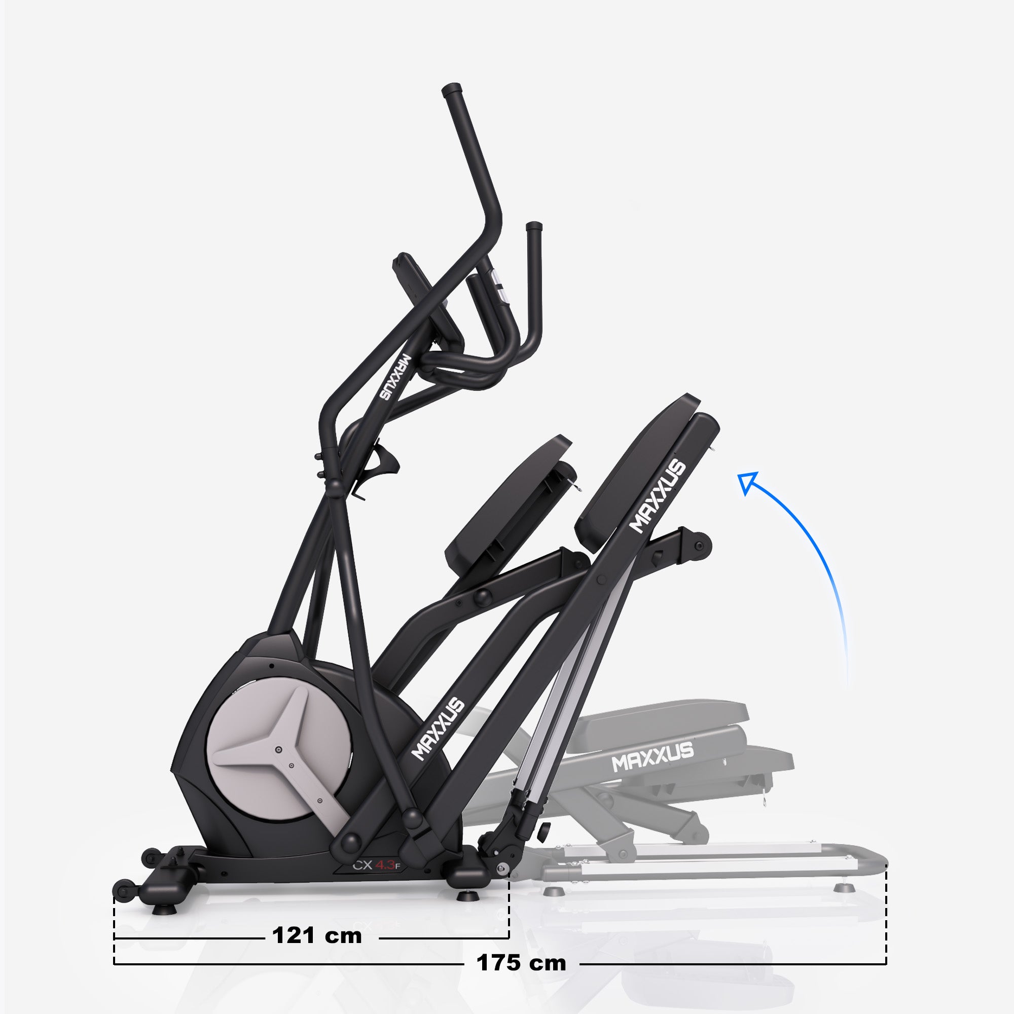 MAXXUS CX 4.3f, salokāms eliptiskais trenažieris, 51 cm soļa garums un Bluetooth