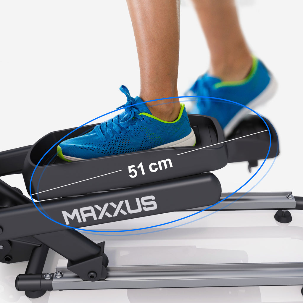 MAXXUS CX 4.3f, salokāms eliptiskais trenažieris, 51 cm soļa garums un Bluetooth