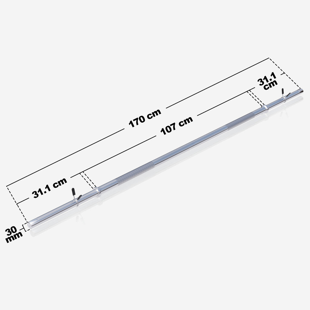 10 kg taisns svaru stienis 170 cm, ar atsperu slēgiem, 30 mm