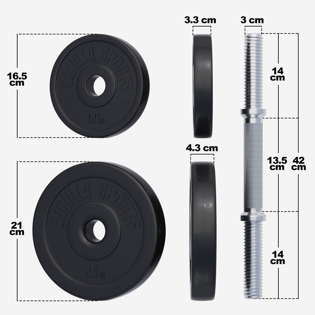 Regulējams vinila hanteļu komplekts 20 kg