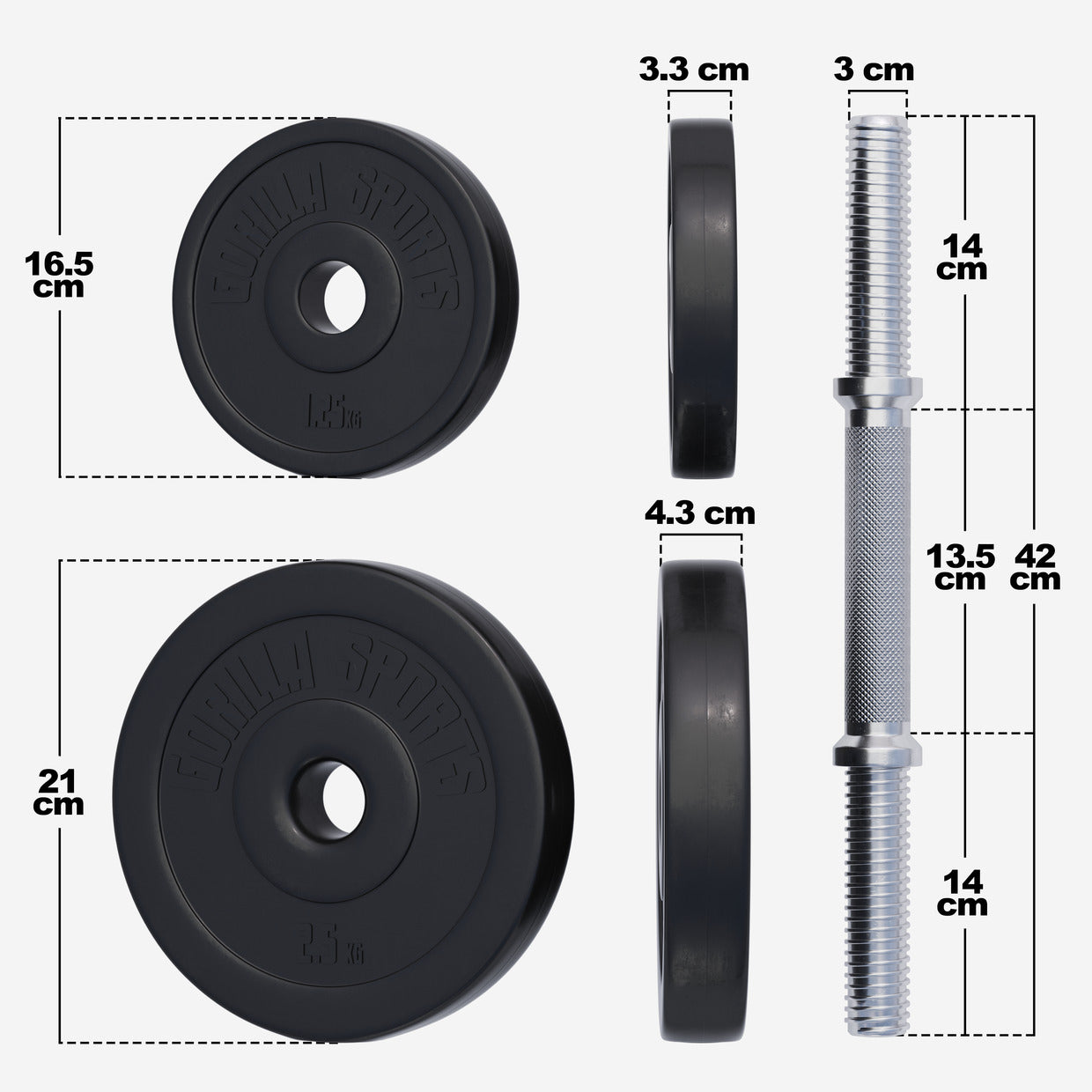 Regulējams vinila hanteļu komplekts 30 kg, 30mm