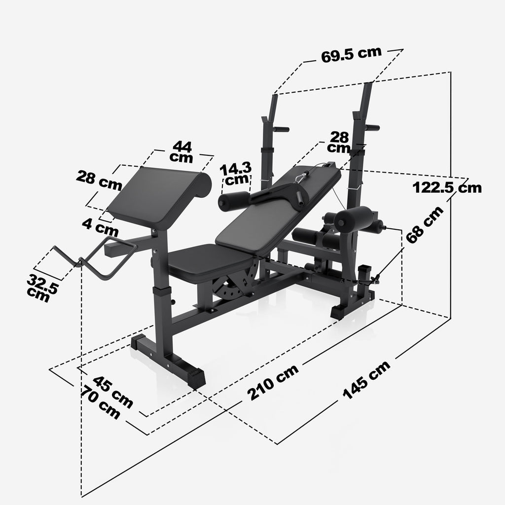 Regulējams daudzfunkcionāls sols max 280 kg, Black Edition