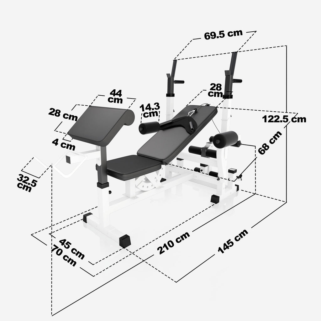 Regulējams daudzfunkcionāls sols max 280 kg, balts