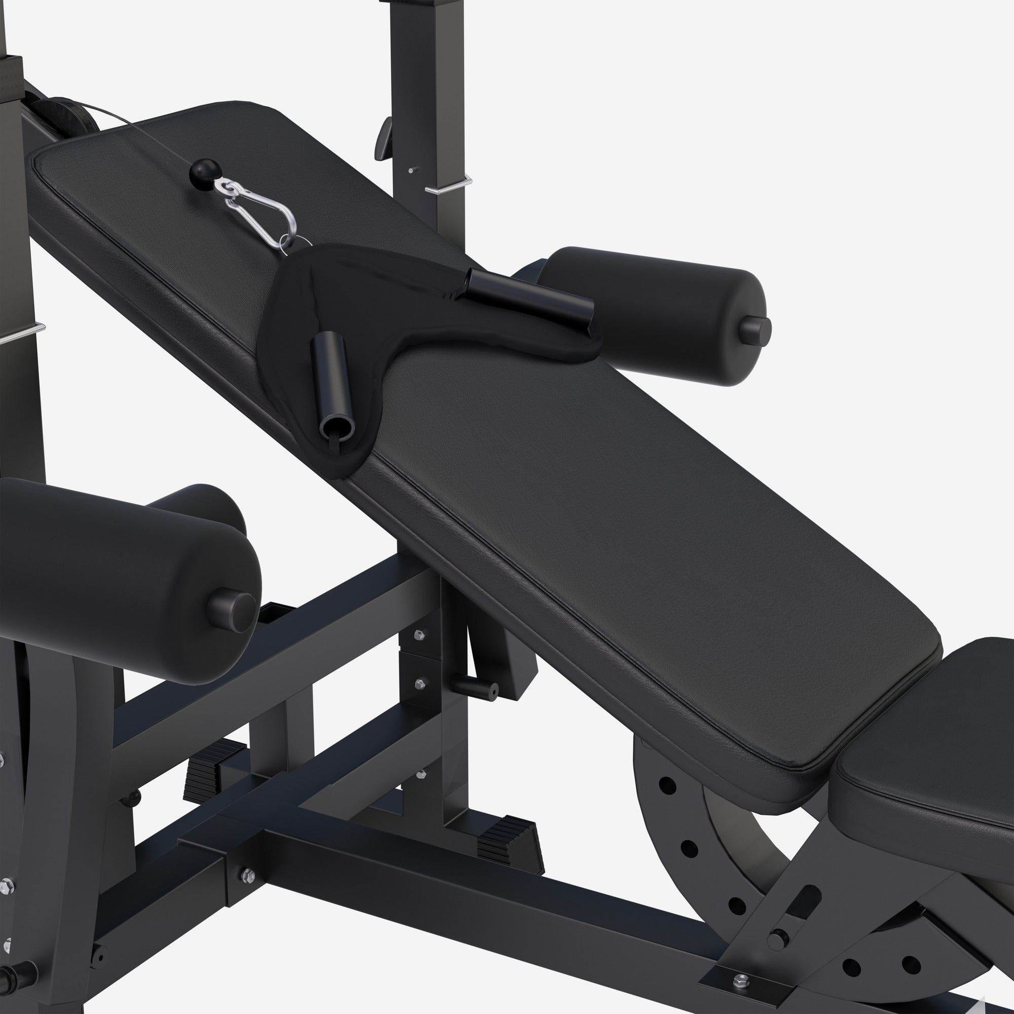 Daudzfunkcionāla treniņu stacija + svaru stieņa komplekts 108 kg