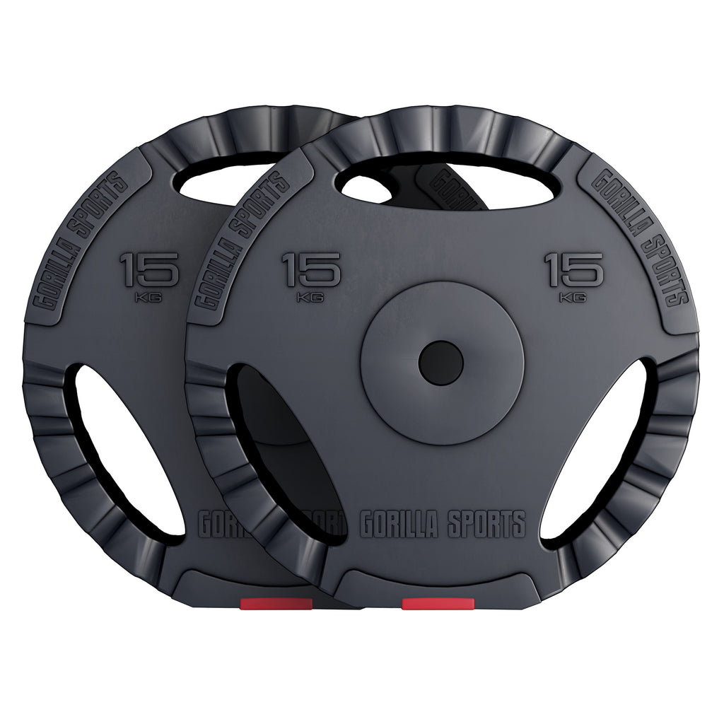 Vinila svaru diski 2 x 15 kg ar satvēriena rokturiem, 30 mm