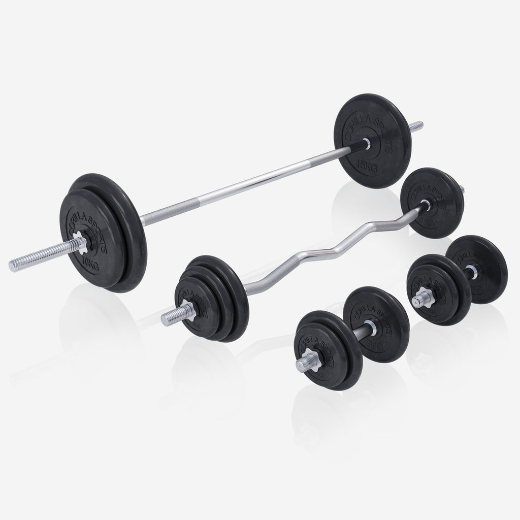 Daudzfunkcionāls svarcelšanas sols + 108 kg stieņa komplekts