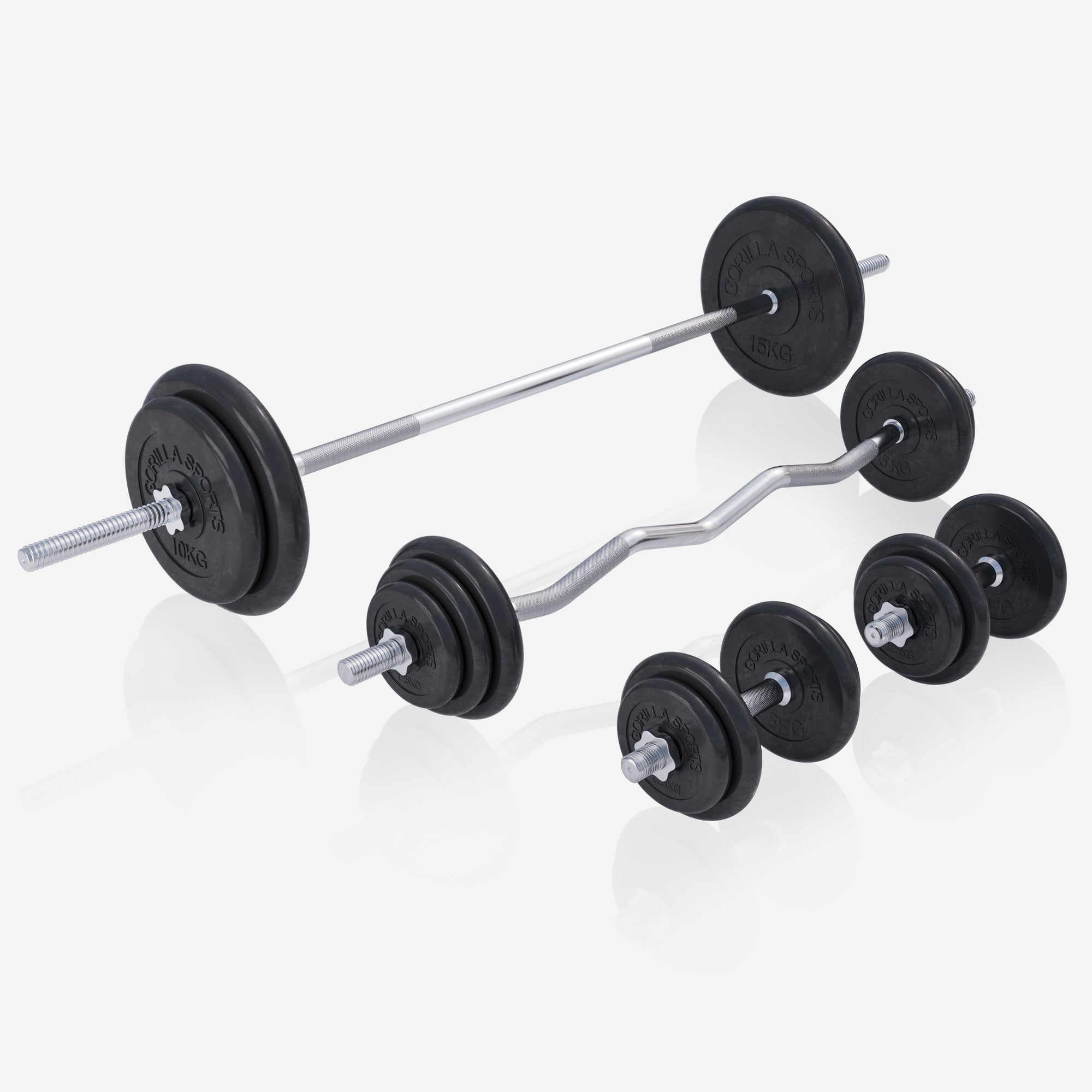 Daudzfunkcionāls svarcelšanas sols + 108 kg stieņa komplekts