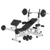 Daudzfunkcionāls svarcelšanas sols + 108 kg stieņa komplekts