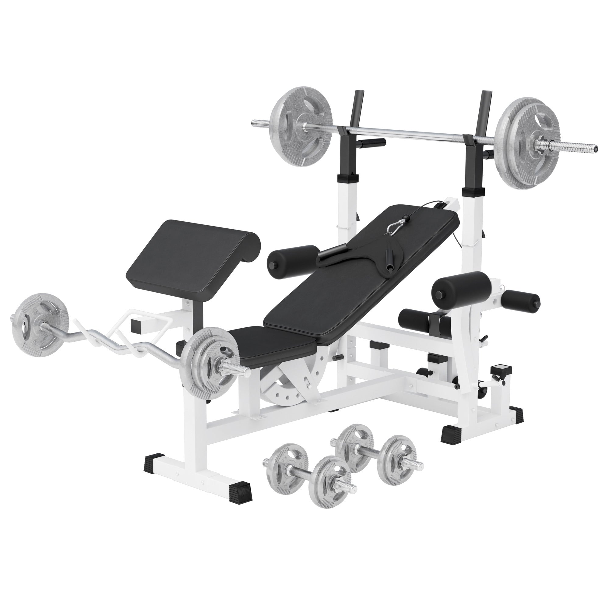 Regulējams svarcelšanas sols un 108 kg stieņa komplekts