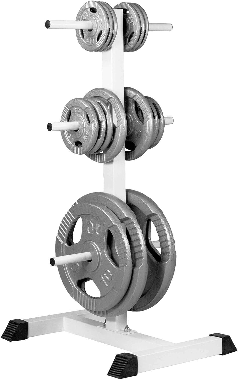 Vertikāls svaru disku statīvs 30 mm svaru diskiem, balts