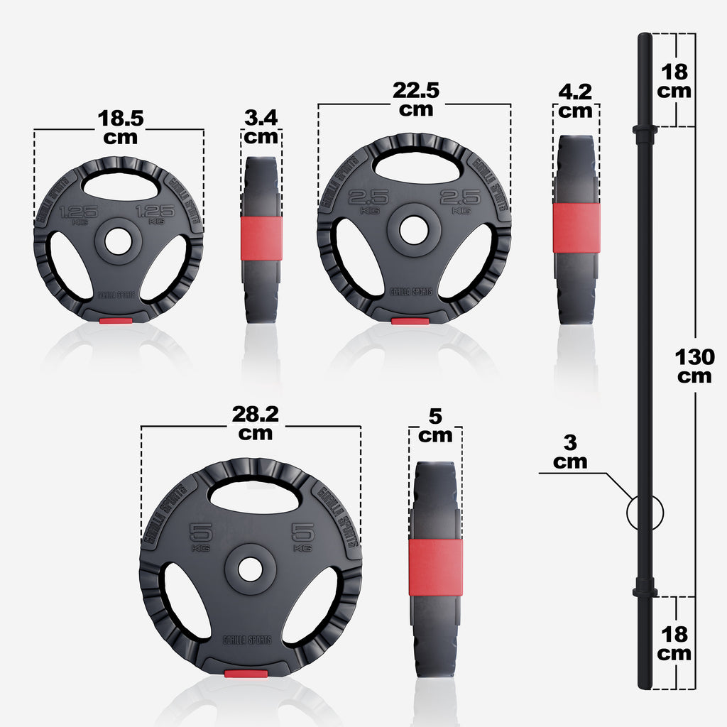 BodyPump komplekts 19,5 kg ar Tri Grip svaru diskiem