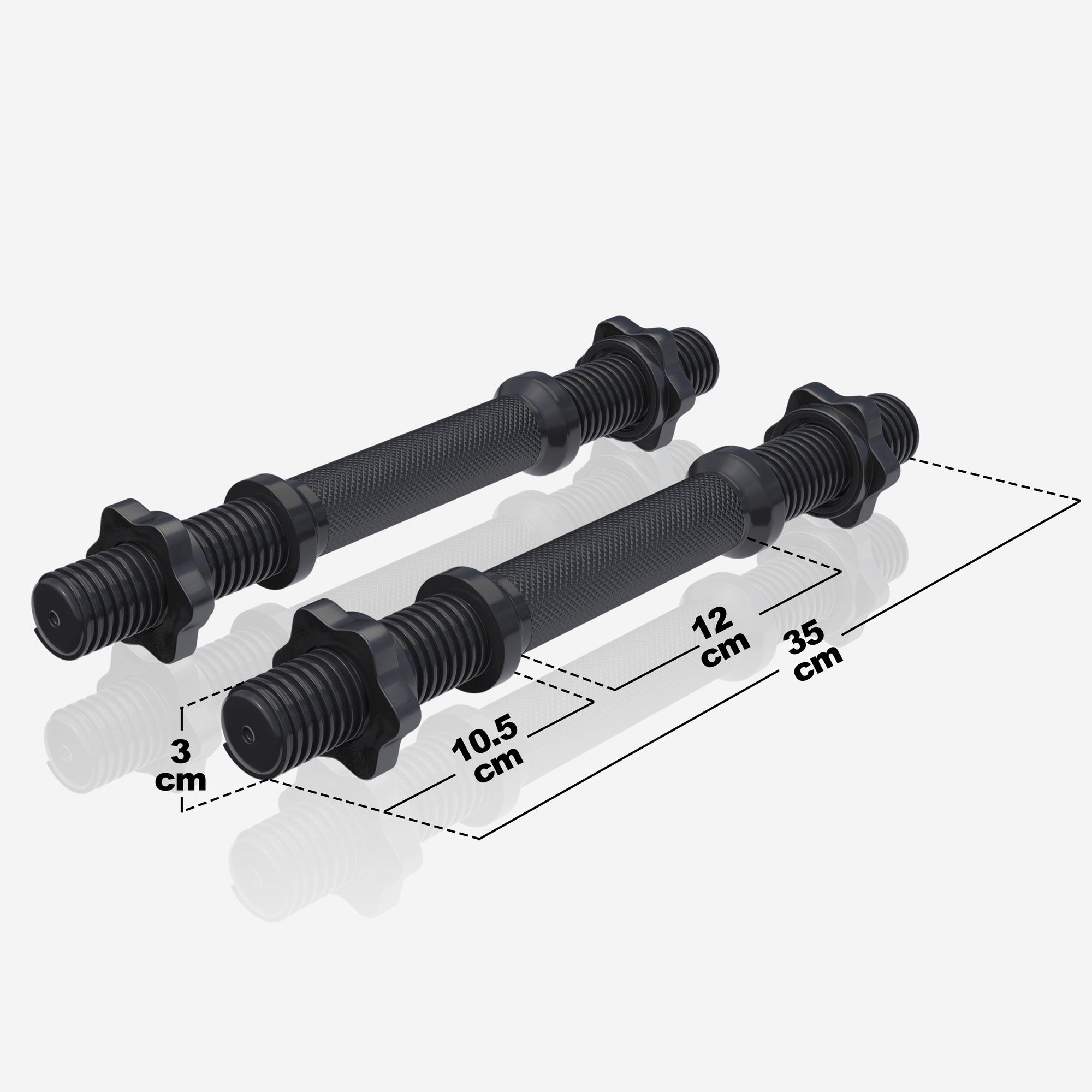 Hanteles stieņi ar vītņotiem fiksatoriem 30 mm, 35 cm, 2 gab.