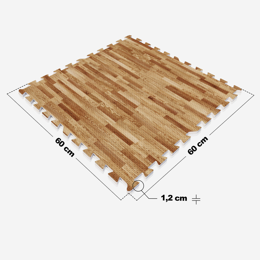 Treniņu paklājs, 8 gabali, 60 x 60 x 1,2 cm, koka raksts