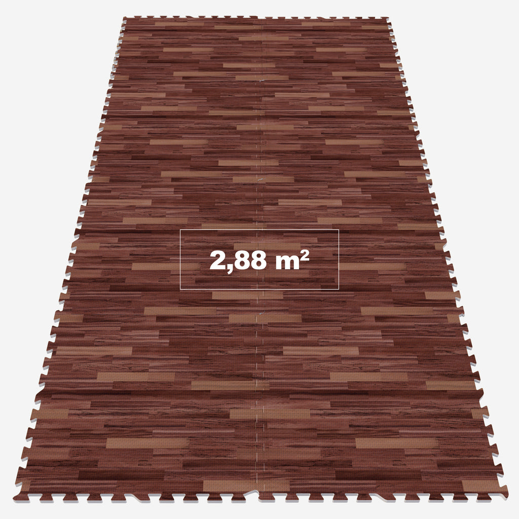 Treniņu paklājs 8 daļas 60 x 60 cm, tumša koka tekstūra