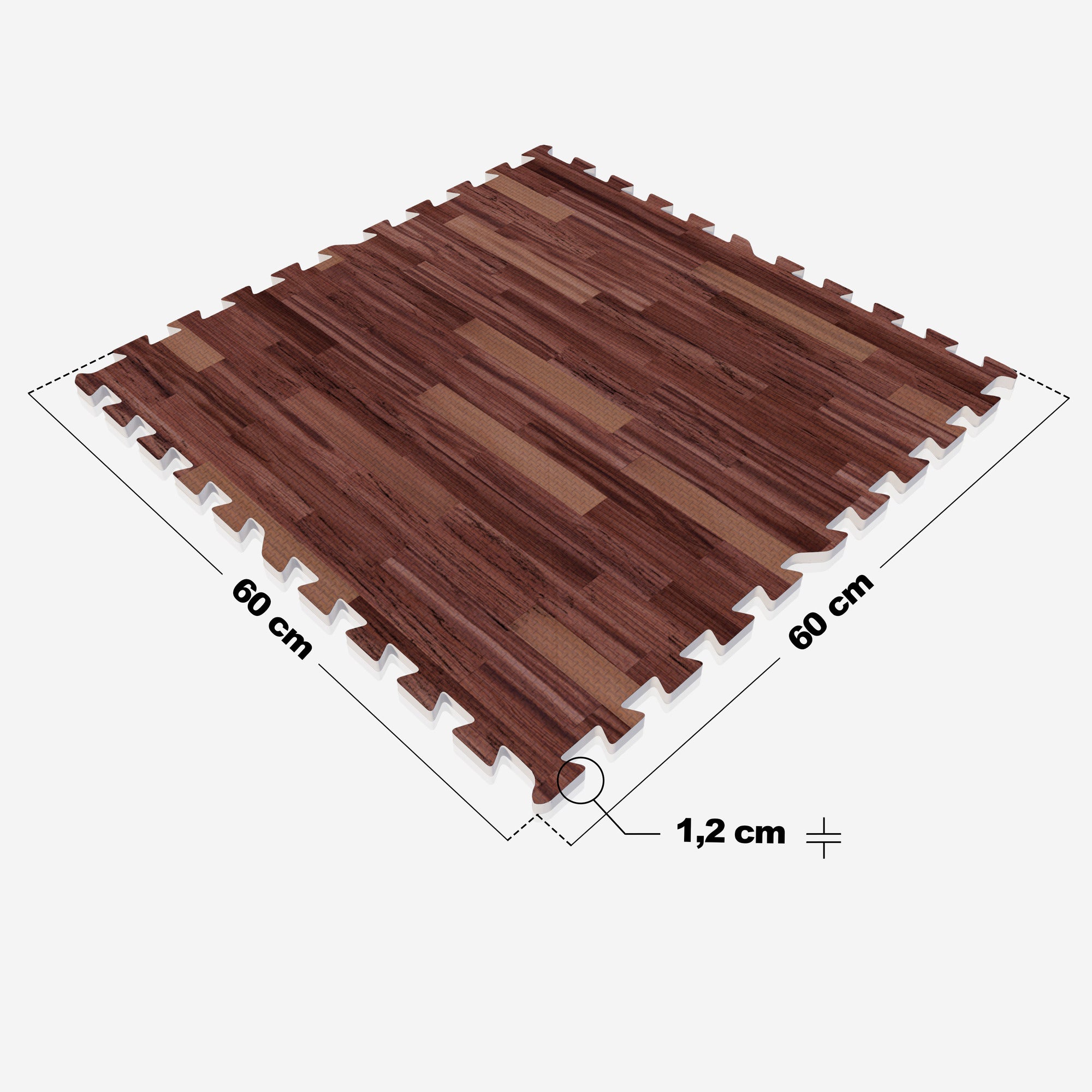 Treniņu paklājs 8 daļas 60 x 60 cm, tumša koka tekstūra