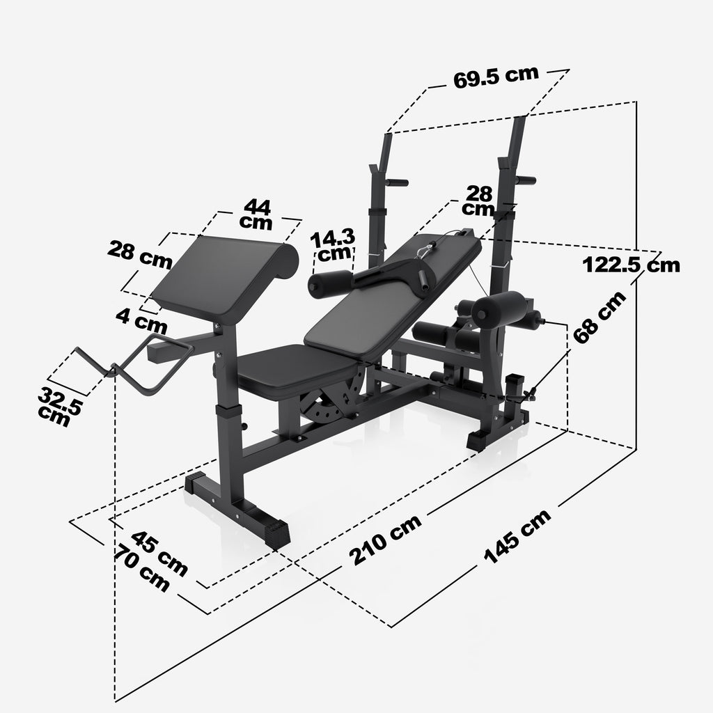 Daudzfunkcionāla treniņu stacija ar 100 kg Tri Grip svaru komplektu
