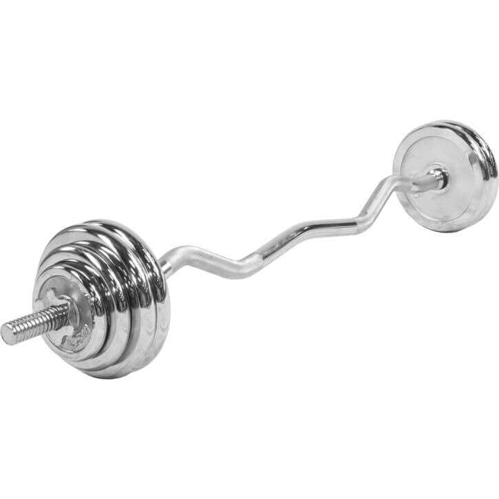 EZ svaru stieņa komplekts 35 kg ar hromētiem svaru diskiem
