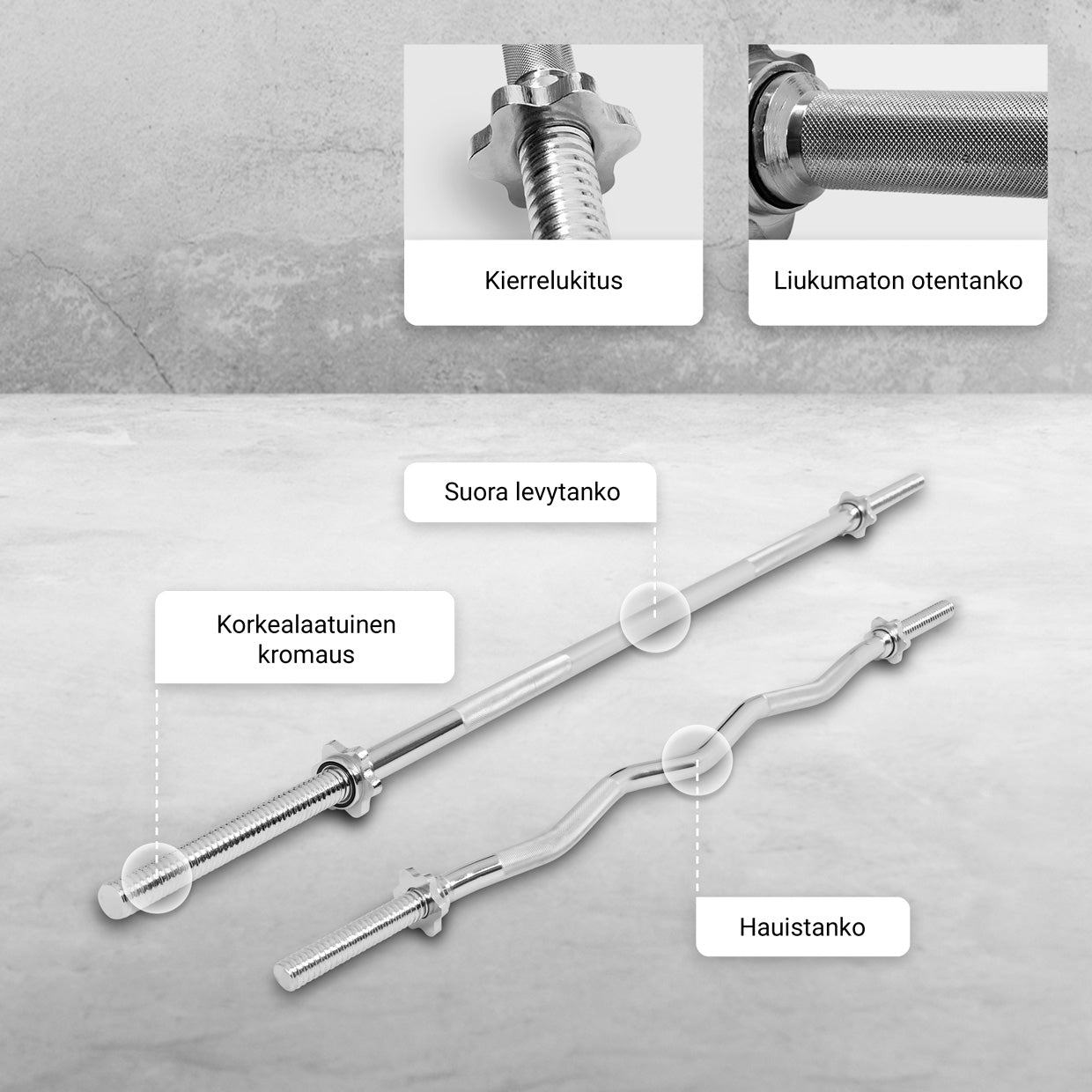 Svaru stieņu komplekts 30 mm: EZ stienis 120 cm + taisnais stienis 170 cm