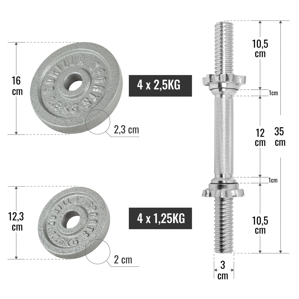 Čuguna hanteļu komplekts 20 kg